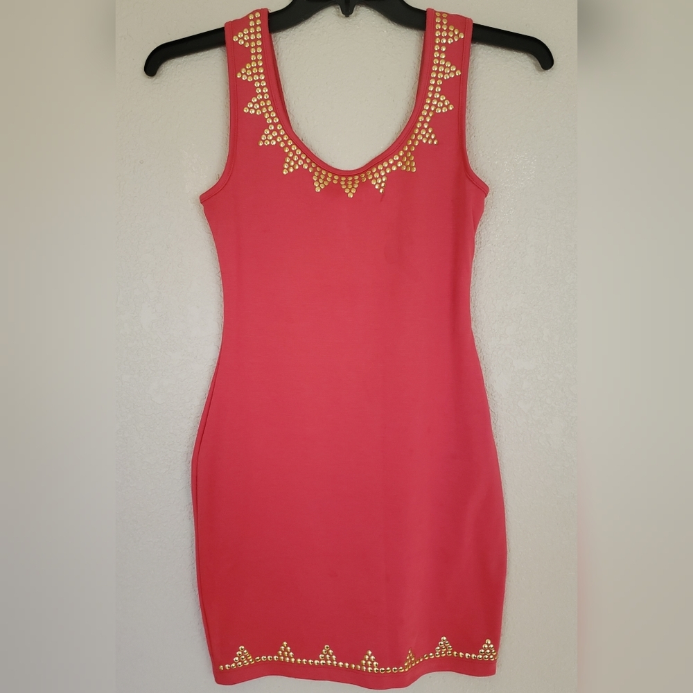 Gold studded mini dress